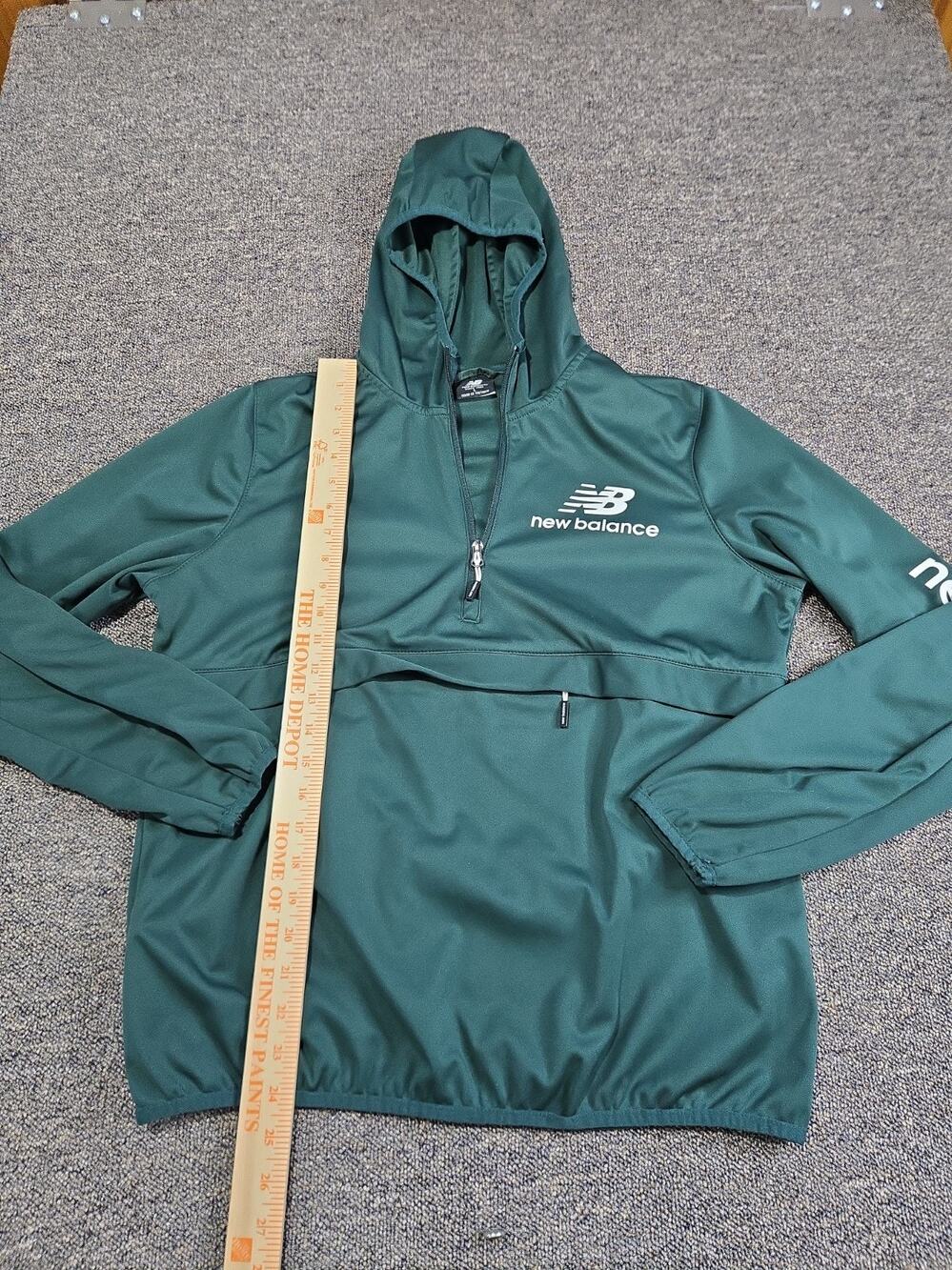New Balance Mens Forest Green Hooded Quarter Zip Windbreaker Anorak Jacket L